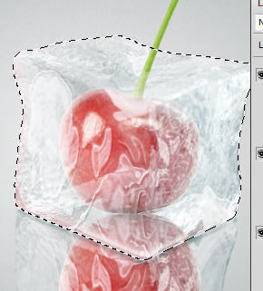Ice cube 3D photoshop tools tutorial. 3D scene ice cube and cherry inside, ice txture effect in photoshop, ice reflection, 3D rendering, 3D light effects, realistic ice effectt, winterphotoshop  ideas